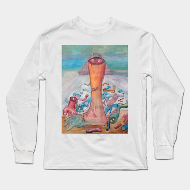 Hands, arms and legs in front of the pyramid Long Sleeve T-Shirt by diegomanuel